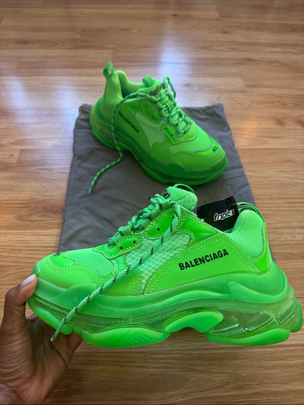 Balenciaga Triple S Neon Green Sneakers